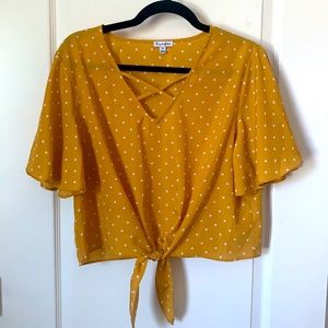 Loverfire yellow pokadots cropped top